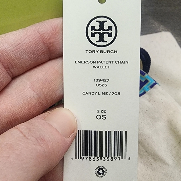 NWT Tory Burch Emerson Chain Wallet (Candy Lime) - Picture 2 of 13